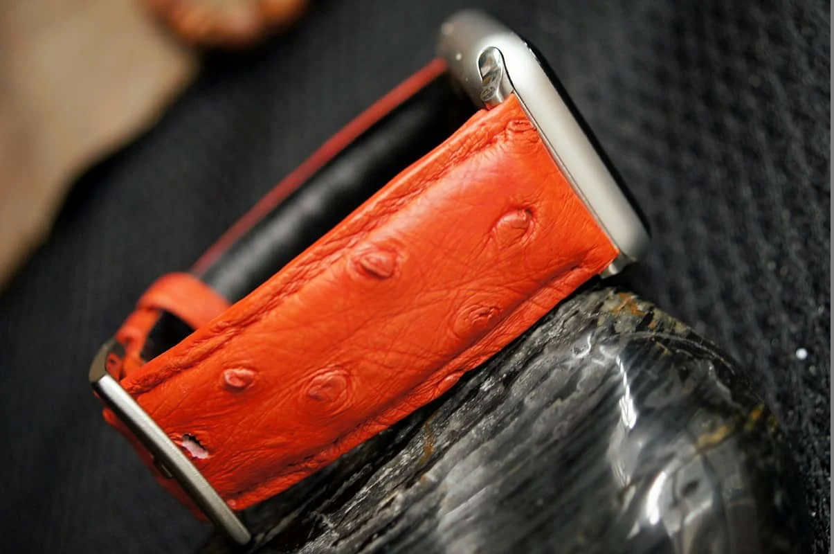 Handgefertigtes Uhrenarmband 3 aus Straußenbauchleder inkl. Bandadapter und Schließe für Apple Watch Serie 1 2 3 4 – Bild 5